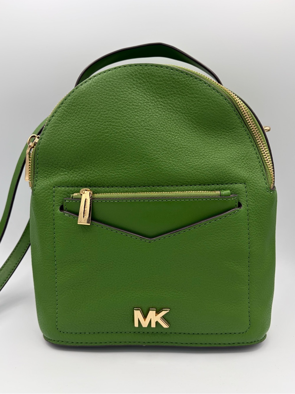 Michael Kors Backpack Green Leather Medium Jessa with Gold Hardware Classic Fall - Picture 2 of 14